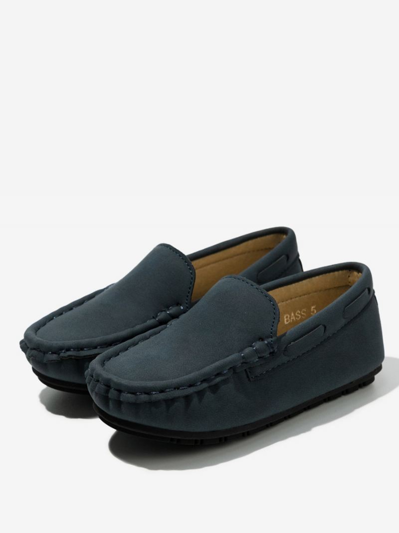 Feestschoenen Jongens Grijze Kinderloafers Met Ronde Neus - Blauw