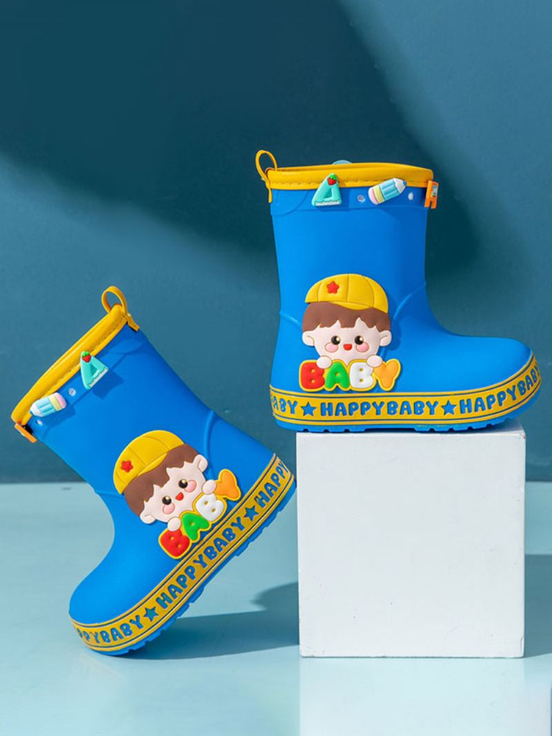 Kinderschoenen Mooie Pu-leer Reliëf Stripfiguren Print - Blauw