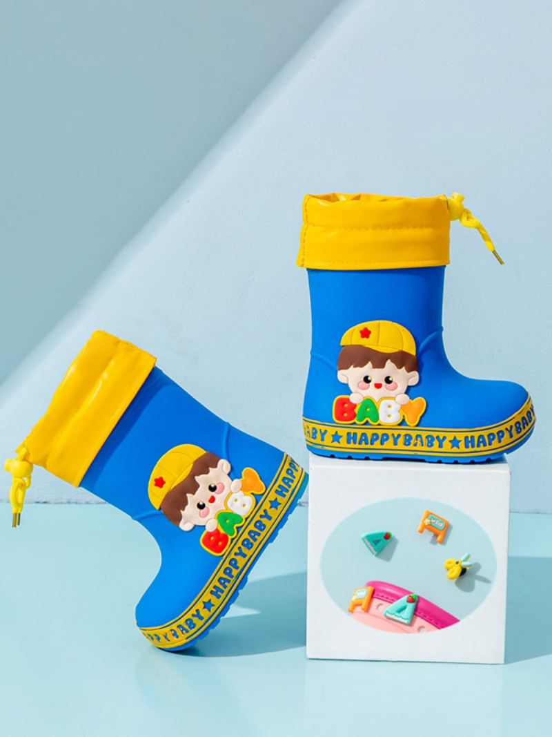 Kinderschoenen Mooie Pu-leer Reliëf Stripfiguren Print - Blauw