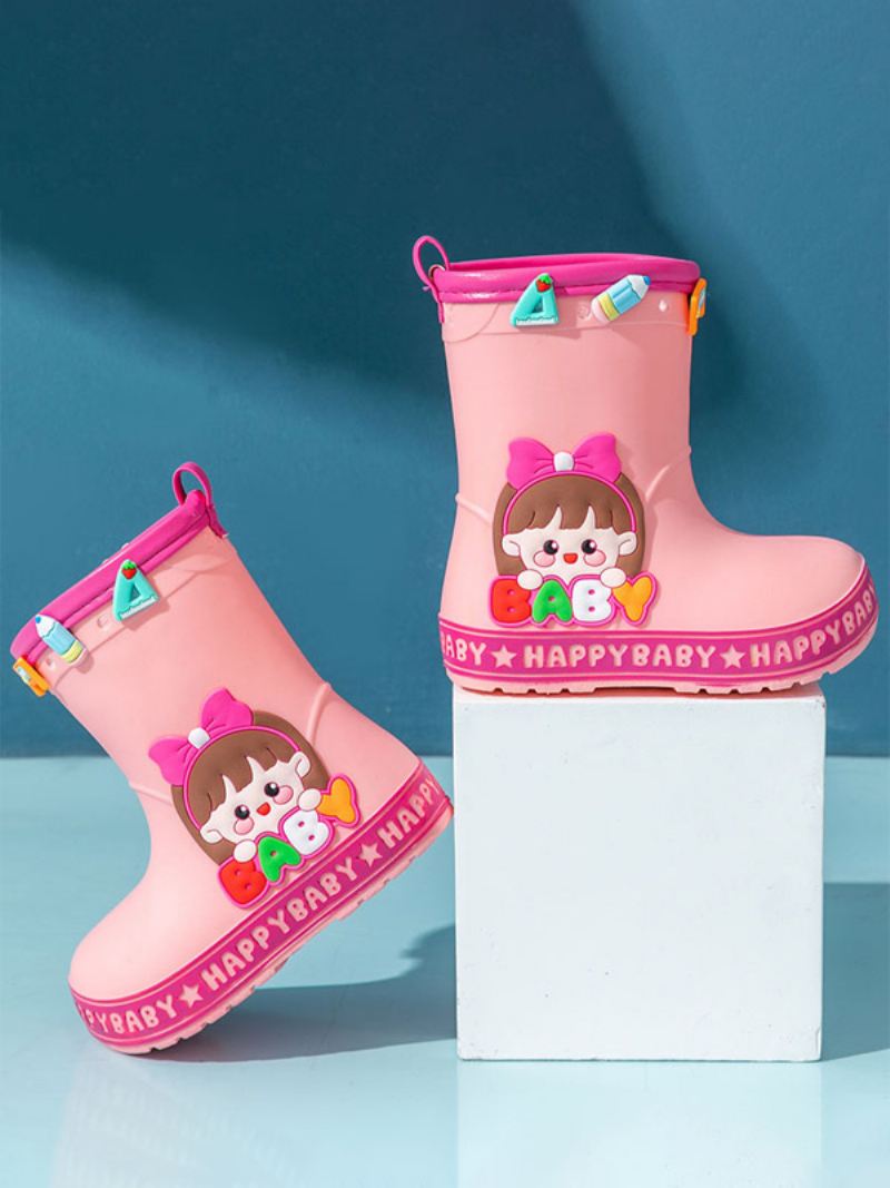 Kinderschoenen Mooie Pu-leer Reliëf Stripfiguren Print - Roze