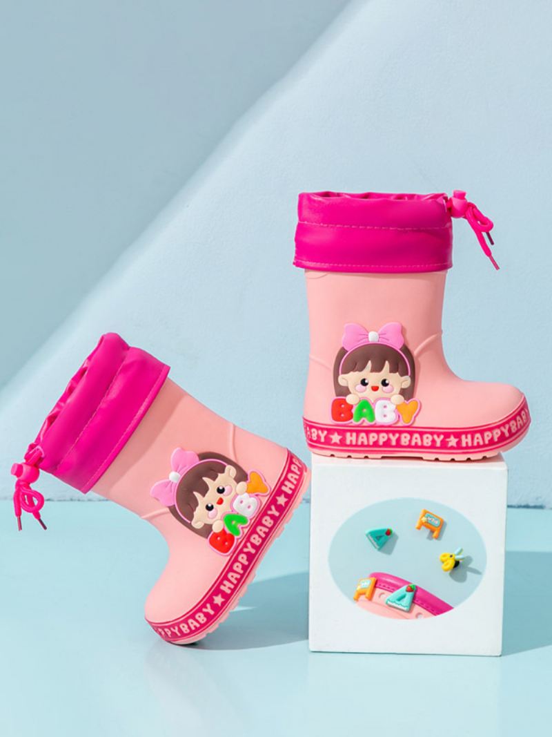 Kinderschoenen Mooie Pu-leer Reliëf Stripfiguren Print - Roze