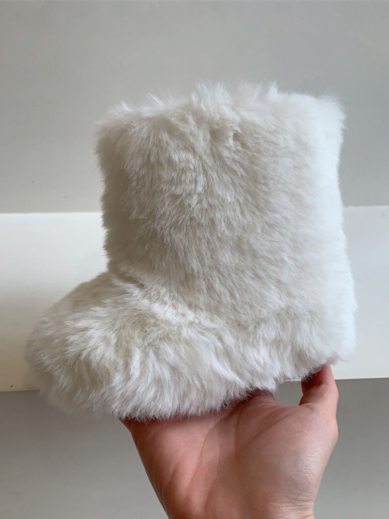 Kinderschoenen Trendy Winterlaarzen Imitatiebont Breiwol - Wit