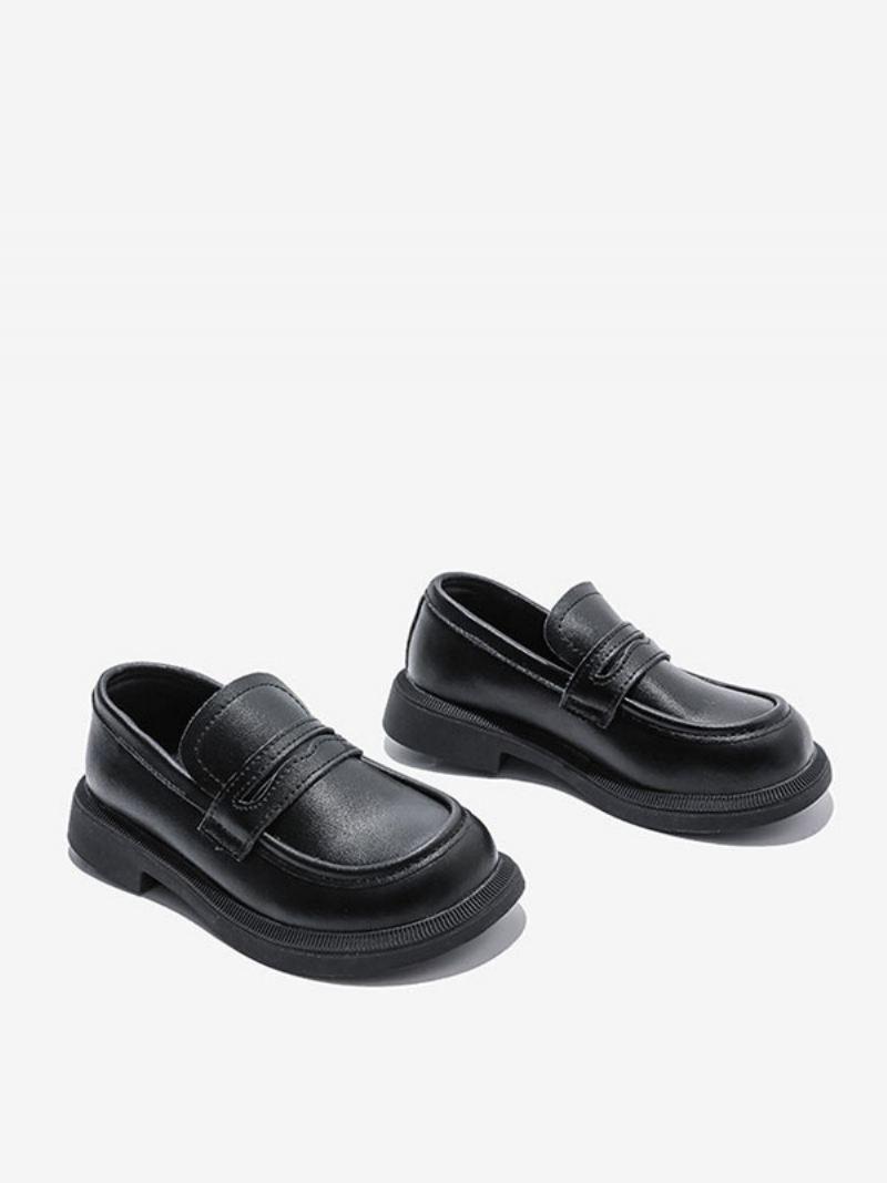 Loaferschoenen Jongens Witte Ronde Neus Slip-on Causale Feestschoenen - Zwart