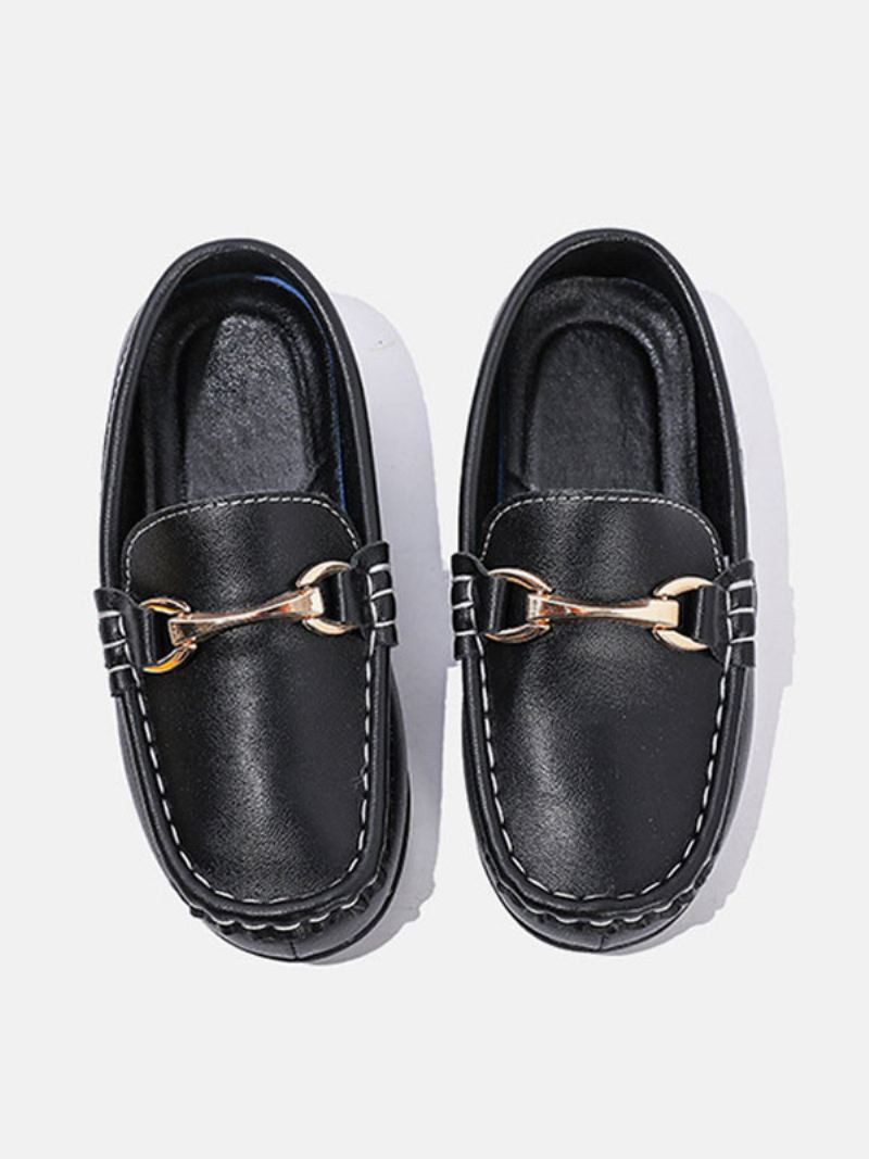 Loafersschoenen Jongens Zwarte Ronde Neus Slip-on Causale - Zwart