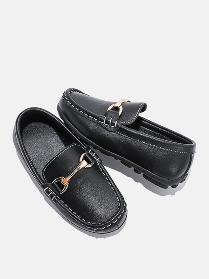 Loafersschoenen Jongens Zwarte Ronde Neus Slip-on Causale - Zwart