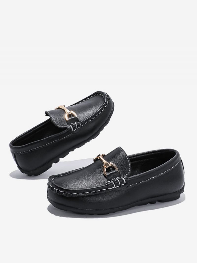 Loafersschoenen Jongens Zwarte Ronde Neus Slip-on Causale - Zwart