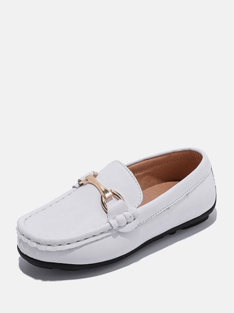 Loafersschoenen Jongens Zwarte Ronde Neus Slip-on Causale - Wit