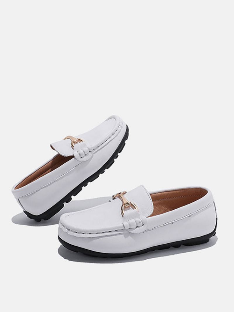 Loafersschoenen Jongens Zwarte Ronde Neus Slip-on Causale - Wit