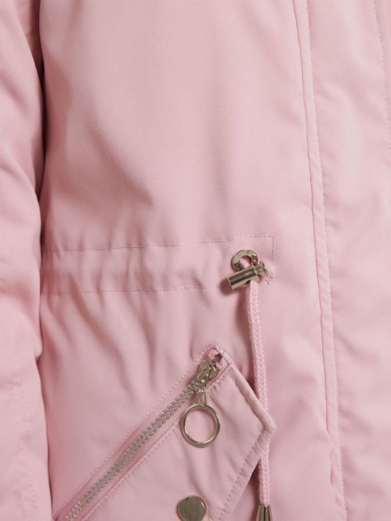 Katoenen Jassen Roze Winterbovenkleding Met Capuchon Dames - Roze