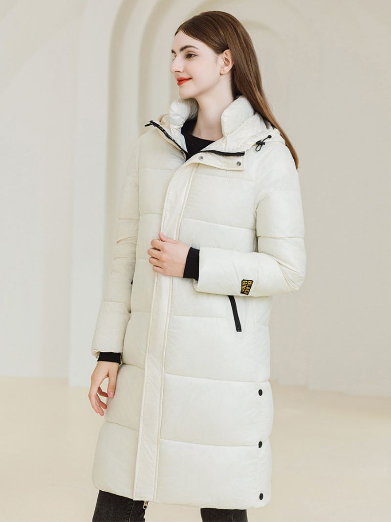 Lange Overjas Dames Kwalitatieve Capuchon Mouwen Met Ritssluiting Winterbovenkleding - Beige