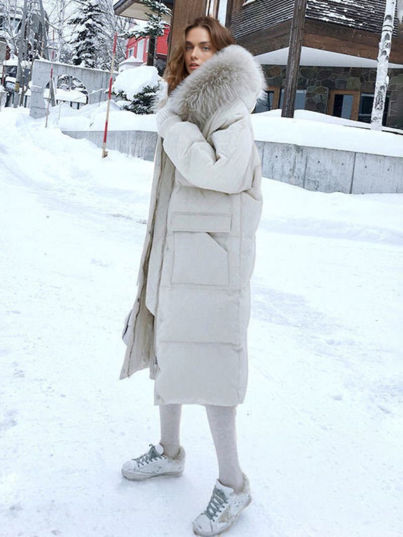 Pufferjassen Dames Ecru Witte Dikkere Winterbovenkleding