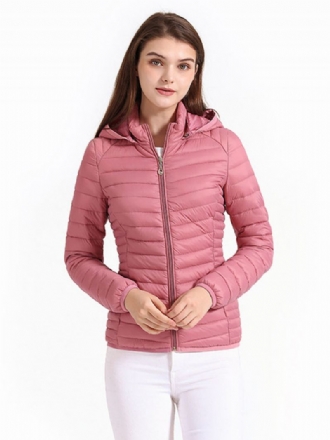 Pufferjassen Roze Katoenen Winterwarme Bovenkleding Met Capuchon Dames