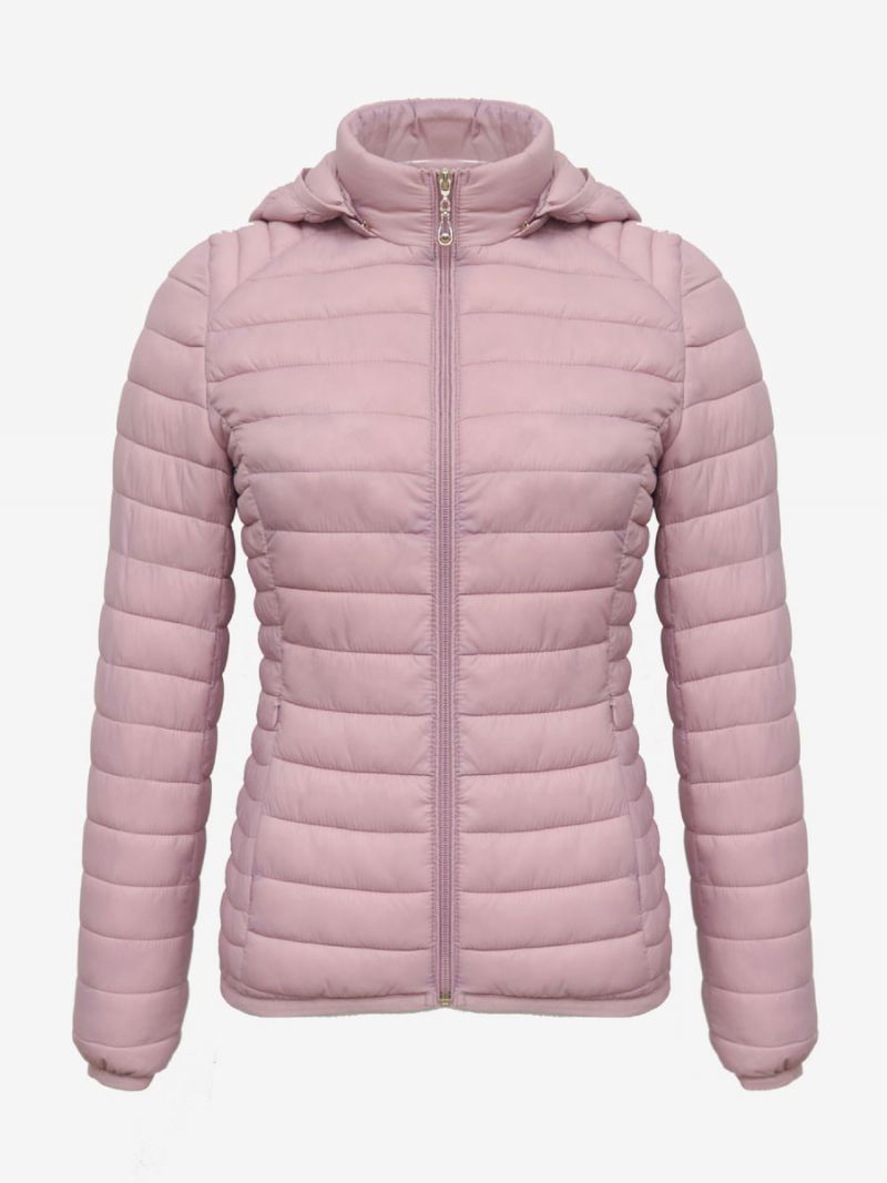 Pufferjassen Roze Katoenen Winterwarme Bovenkleding Met Capuchon Dames - Roze