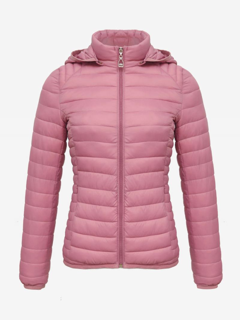 Pufferjassen Roze Katoenen Winterwarme Bovenkleding Met Capuchon Dames - Cameo Roze