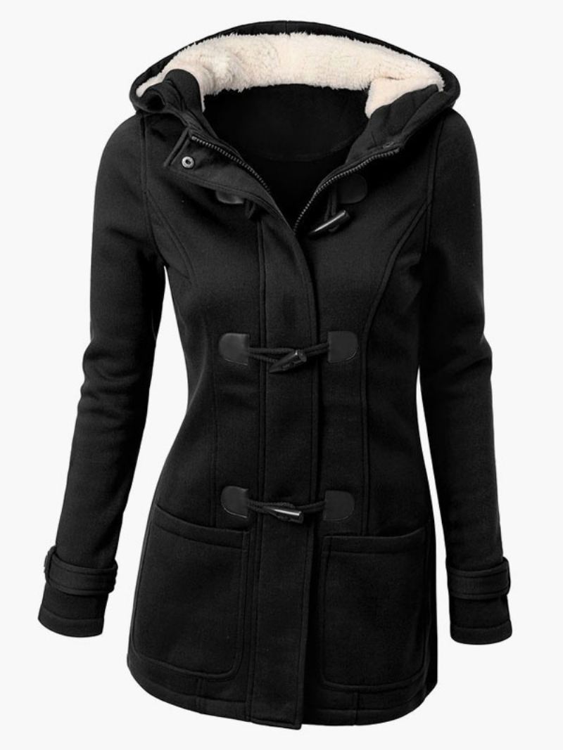 Winterjassen Dames Hoodie Grijze Jas Bovenkleding - Zwart