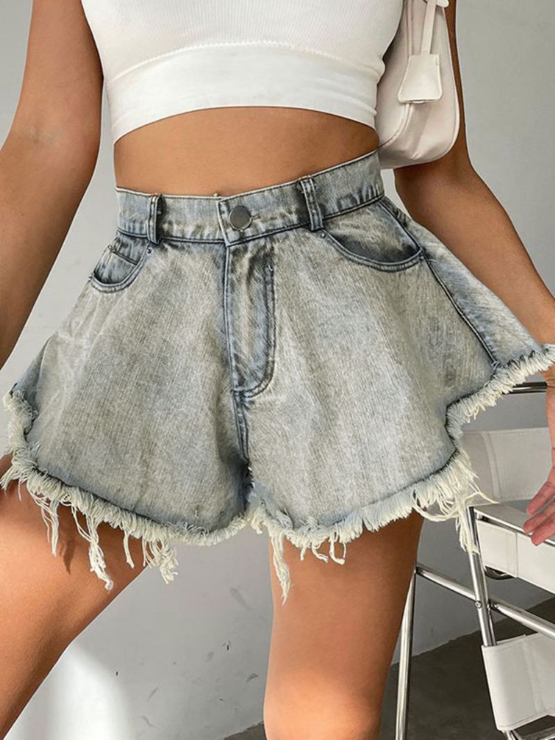 Shorts Dames Denim Cowboybroek Met Franjes