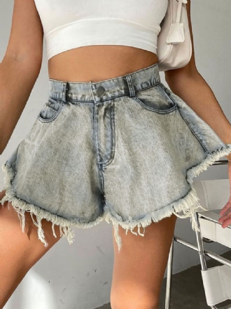 Shorts Dames Denim Cowboybroek Met Franjes