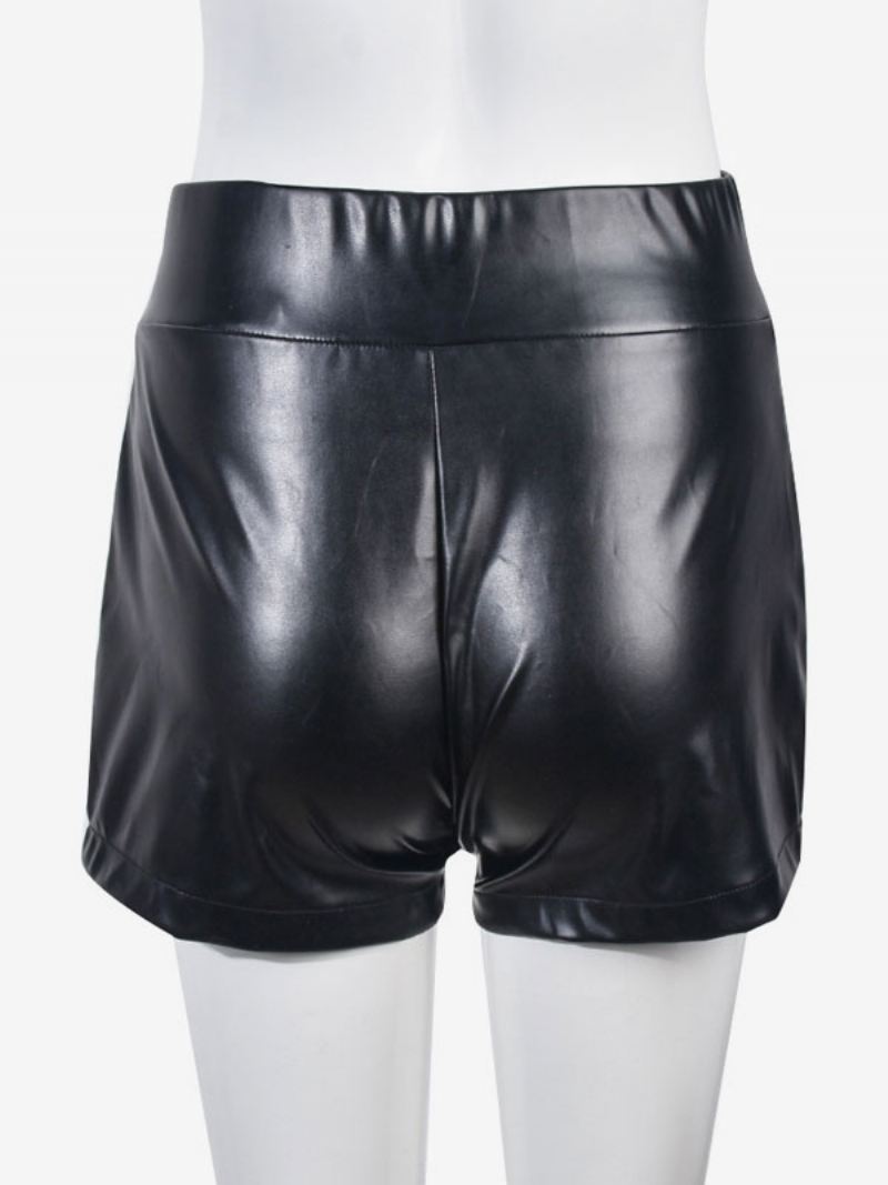 Shorts Dames Sexy Doorvoertules Pu-leren Bodems - Zwart