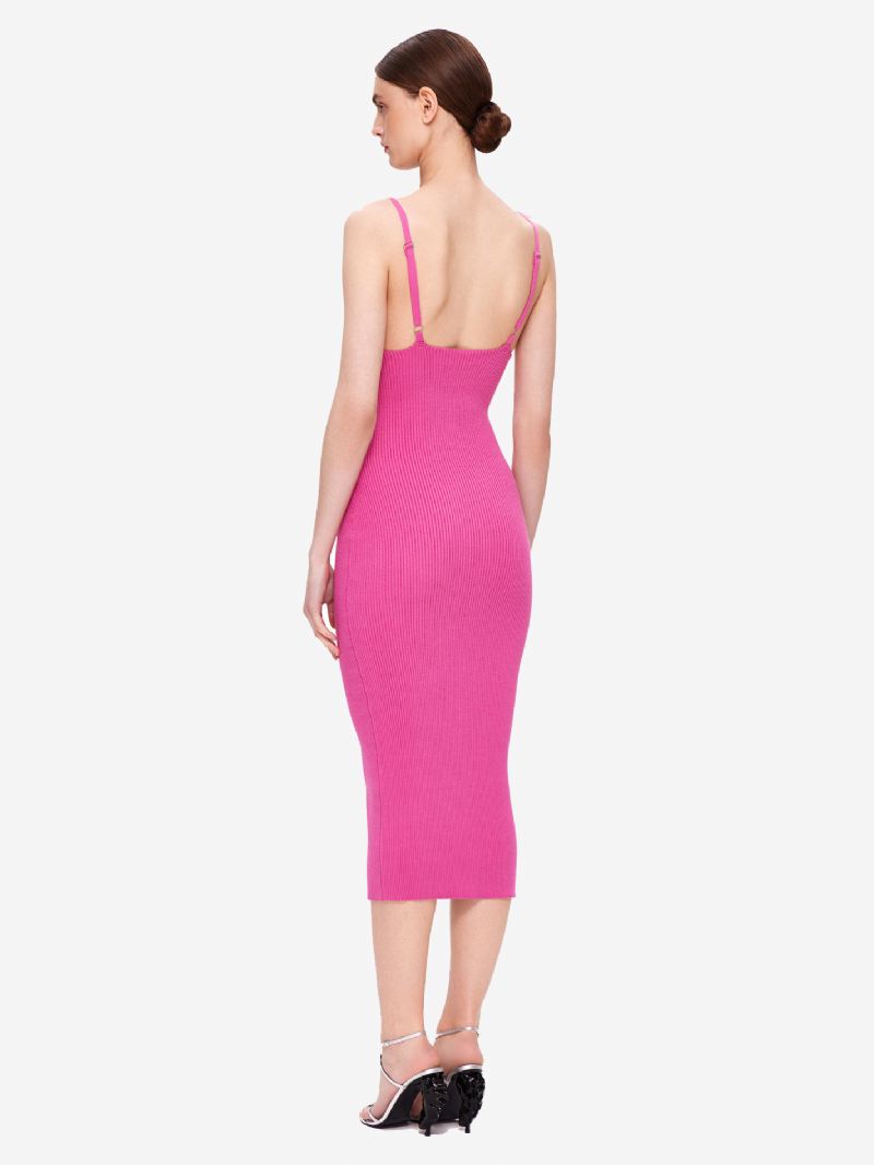 Bodycon-jurken Dames Rozenbandjes Hals Rugloze Chique Mouwloze Kokerjurk - Roos