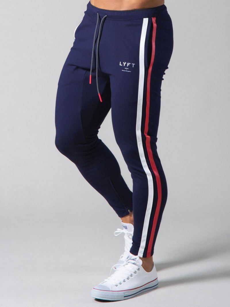 Broek Heren Casual Kleurblok Taps Toelopende Joggingbroek Donkerblauwe - Donker Marineblauw