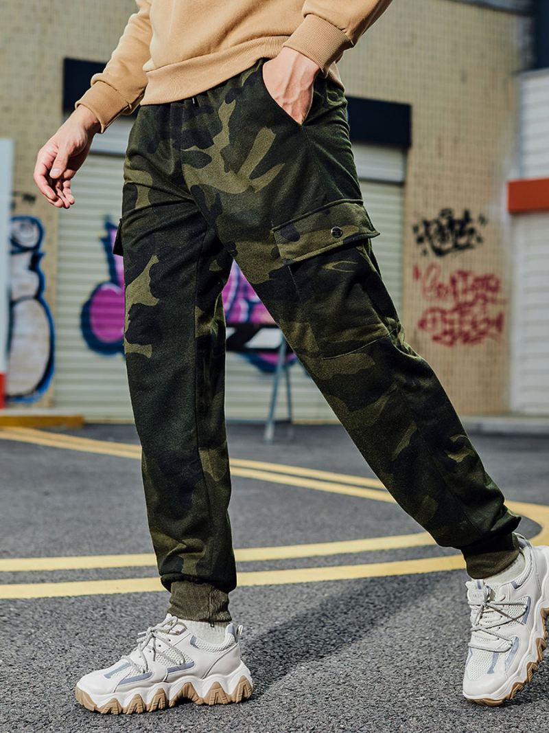 Broek Heren Casual Oversized Camouflage Verhoogde Taille Taps Toelopende Pasvorm Herenbroek - Camouflage