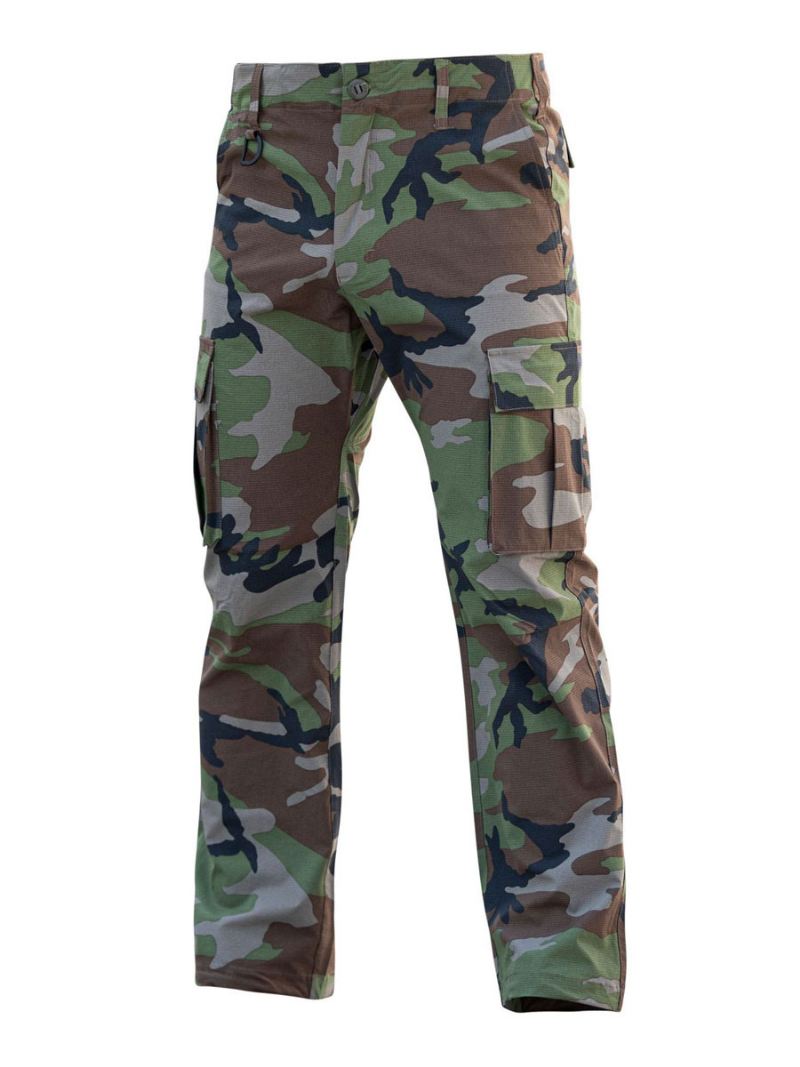 Herenbroek Casual Onregelmatige Camouflage Natuurlijke Taille Toelopende Pasvorm Hunter Groene - Jagergroen