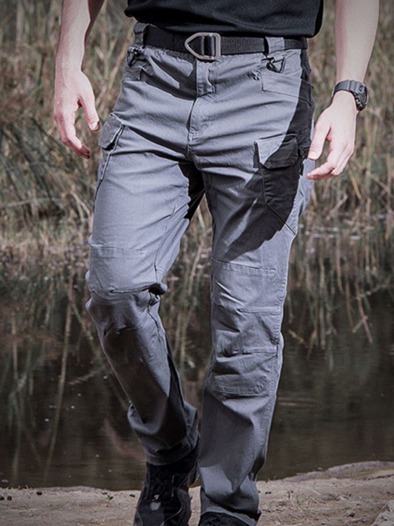 Herenbroeken Casual Onregelmatige Natuurlijke Taille Rechte Kaki Lange Broek - Lichtgrijs