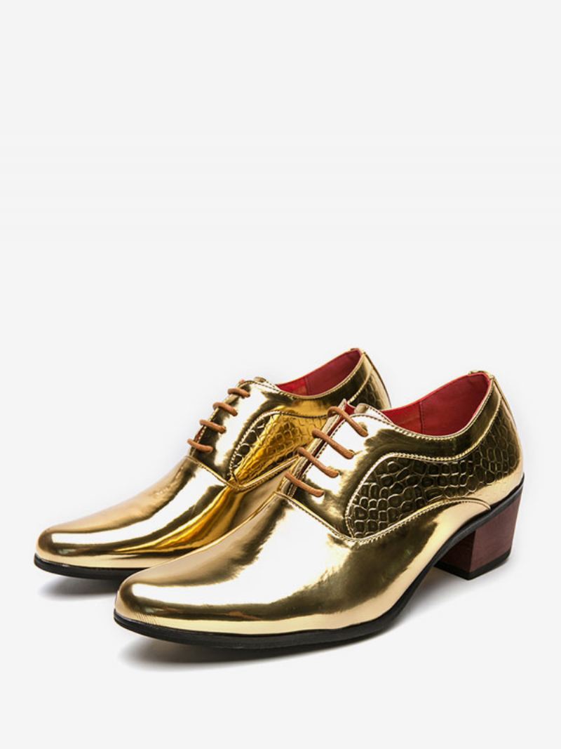 Geklede Schoenen Heren Moderne Ronde Neus Vetersluiting Pu-leer Galafeest Bruiloft - Goud