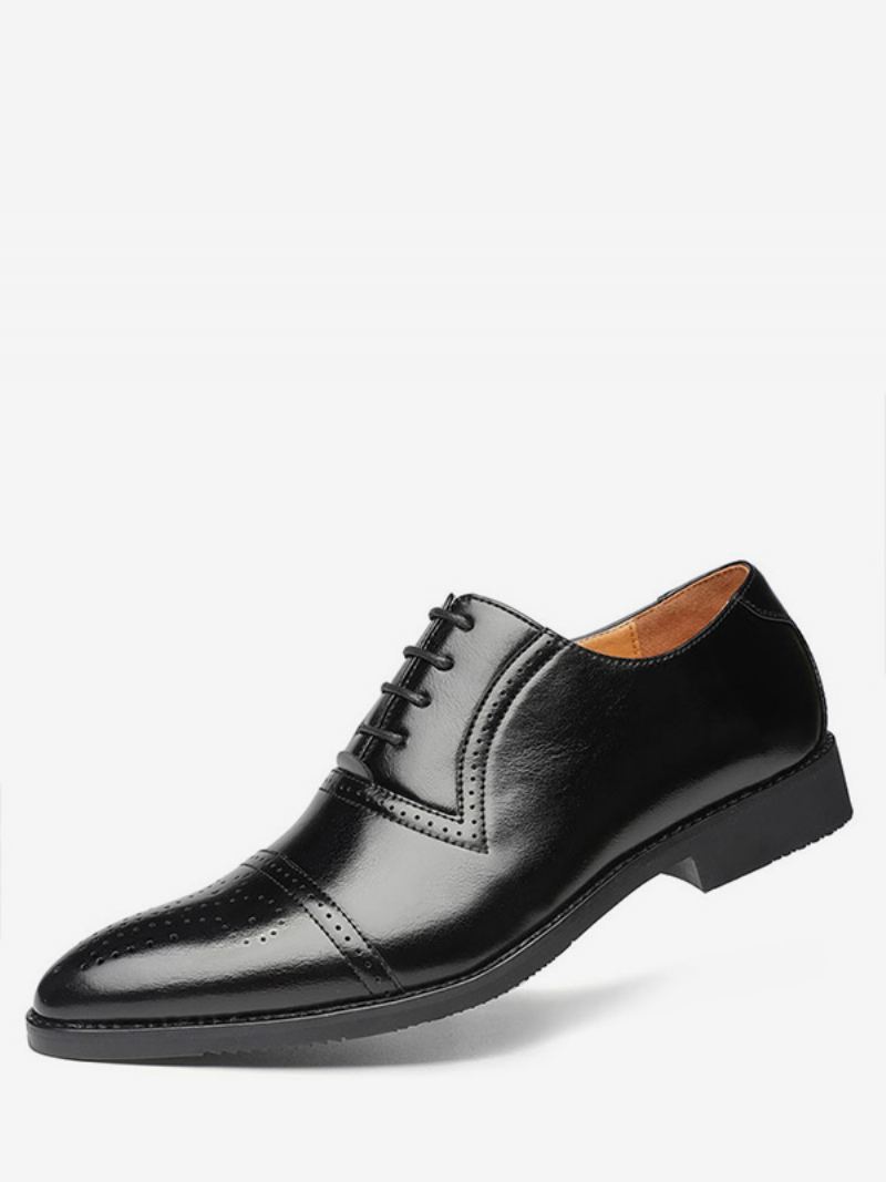 Heren Kap Toe Brogue Oxfords Trouwjurk Oxford Formele Schoenen Wit - Zwart