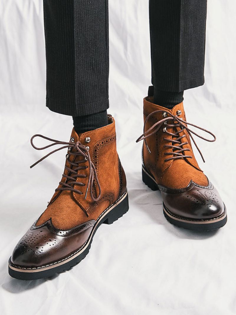 Herenschoenen Moderne Ronde Neusriem Verstelbare Pu-lederen Oxford-schoenen - Koffiebruin