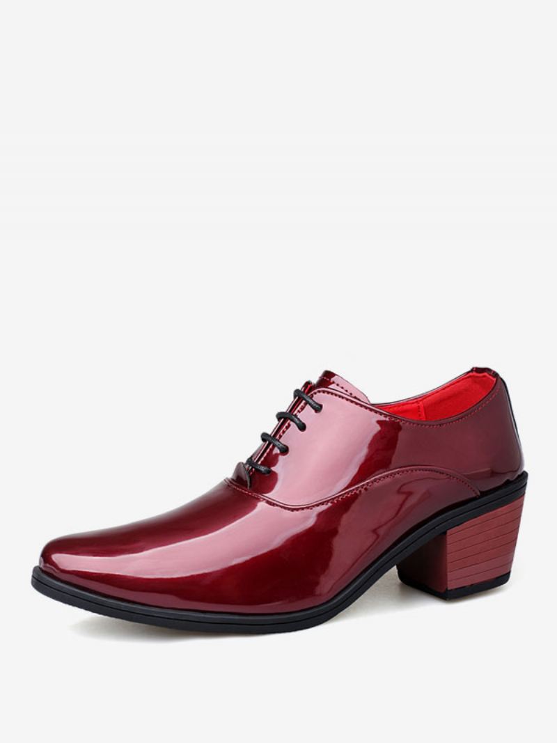 Herenschoenen Oxford Puntschoen Lakleer Prom Party Trouwschoenen - Rood