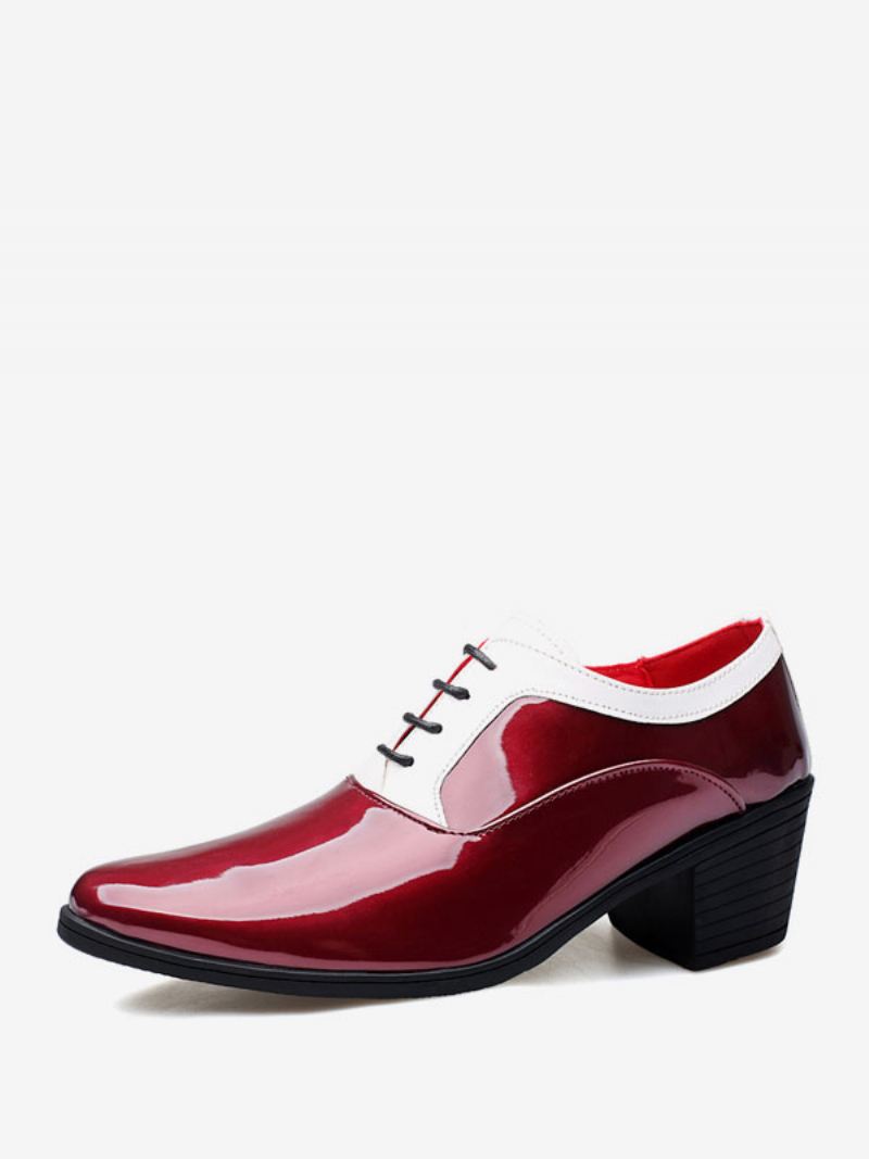 Herenschoenen Oxford Puntschoen Lakleer Prom Party Trouwschoenen - Rood