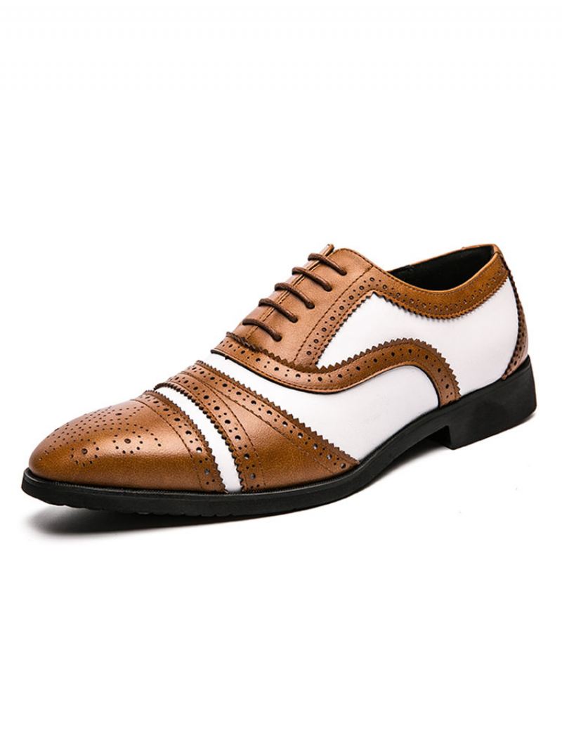 Tweekleurige Bruine Brogue Oxfords Trouwjurk-galaschoenen Heren