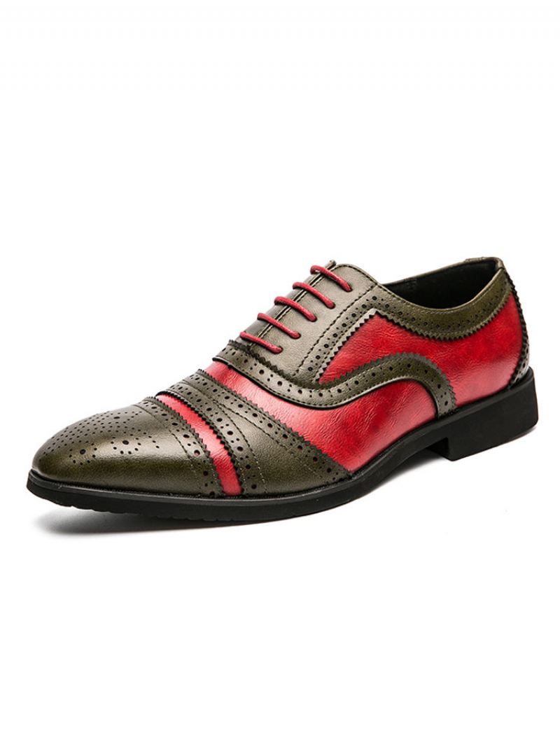 Tweekleurige Bruine Brogue Oxfords Trouwjurk-galaschoenen Heren - Groen