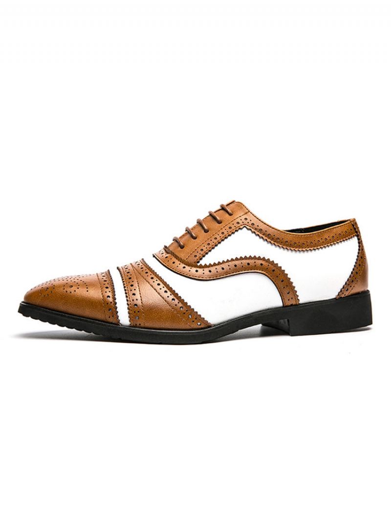 Tweekleurige Bruine Brogue Oxfords Trouwjurk-galaschoenen Heren - Koffiebruin