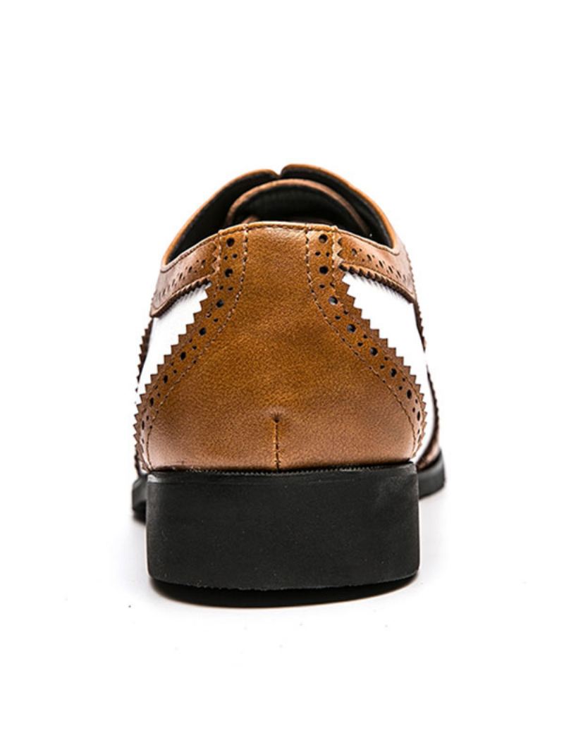 Tweekleurige Bruine Brogue Oxfords Trouwjurk-galaschoenen Heren - Koffiebruin