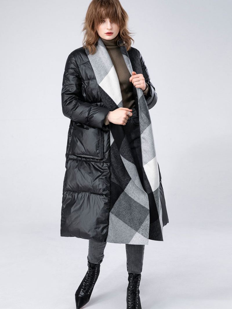 Donsjassen Dames Casual Eendendons Winter Warme Bovenkleding - Zwart