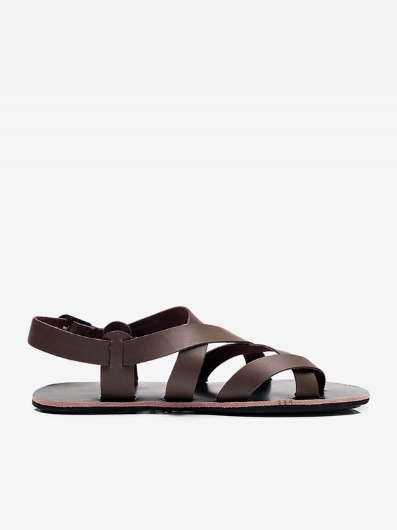 Herensandalen Heren Instapper Pu-leer Rubberen Zool - Diepbruin