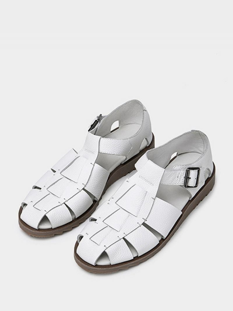 Herensandalen Heren Pu-leer Rubberen Zool - Wit