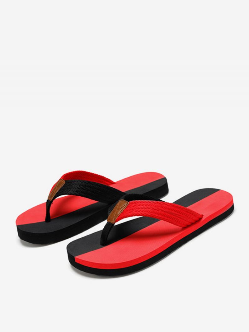 Herensandalen Instapper Pu-leer Eva-zool - Zwart Rood