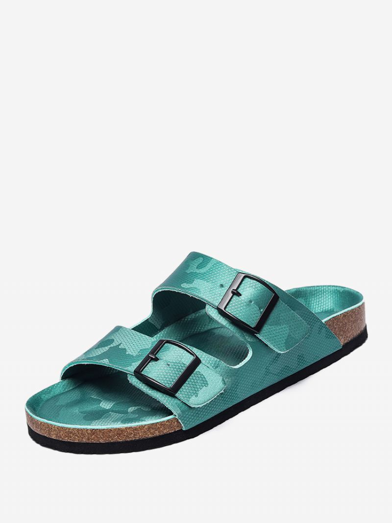 Sandalen Heren Instapper Kleurblok Pu-leer Met Splitzool - Tin