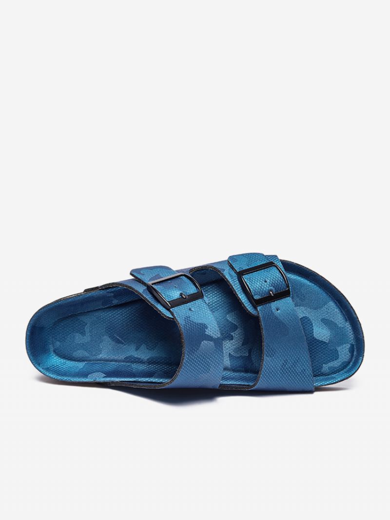 Sandalen Heren Instapper Kleurblok Pu-leer Met Splitzool - Blauw