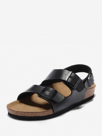 Sandalen Heren Instappers Pantoffels Met Verstelbare Riem Gesp Platte