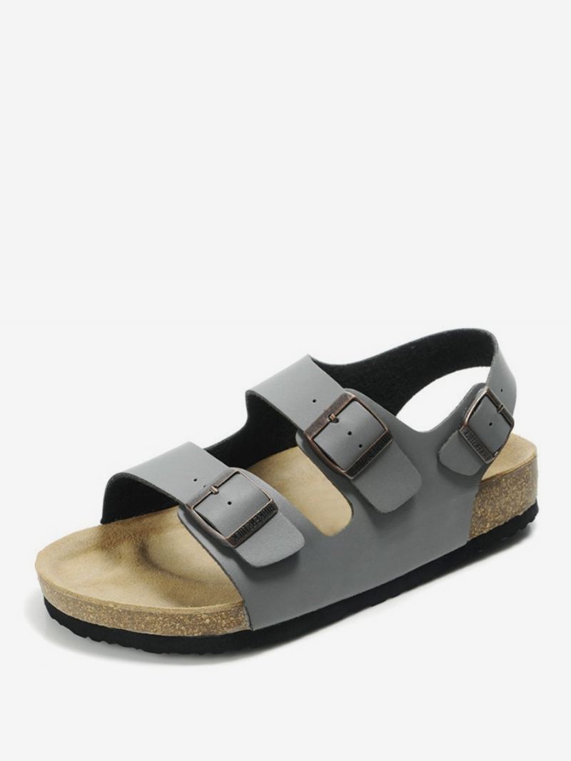 Sandalen Heren Instappers Pantoffels Met Verstelbare Riem Gesp Platte - Grijs