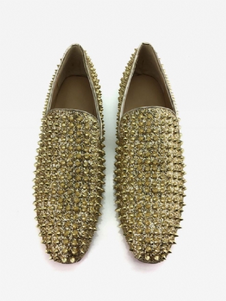 Gouden Glitter-spike-loafers Heren Slip-on-trouwschoenen Een Feestfeest