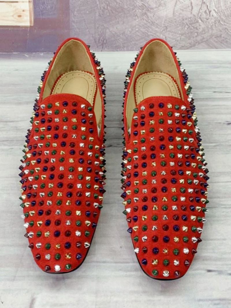 Heren Bule Spike Loafers Prom Party Trouwschoenen - Rood