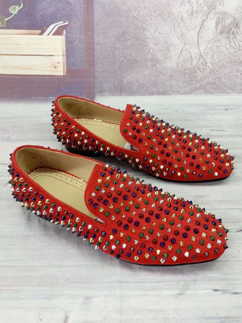 Heren Bule Spike Loafers Prom Party Trouwschoenen - Rood