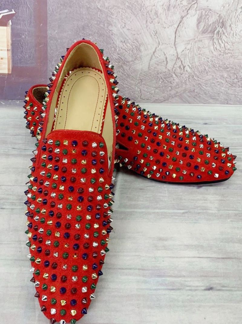 Heren Bule Spike Loafers Prom Party Trouwschoenen - Rood