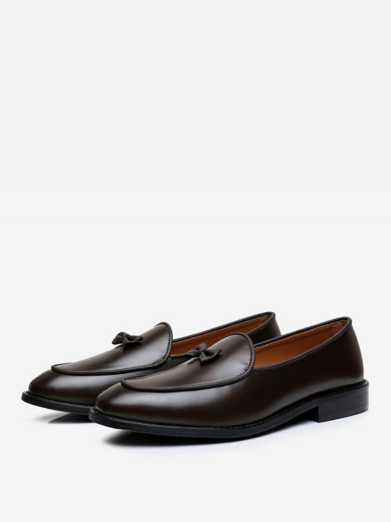 Heren Koeienhuid Slip-on Herenloafer Strikjurk Prom Trouwschoenen