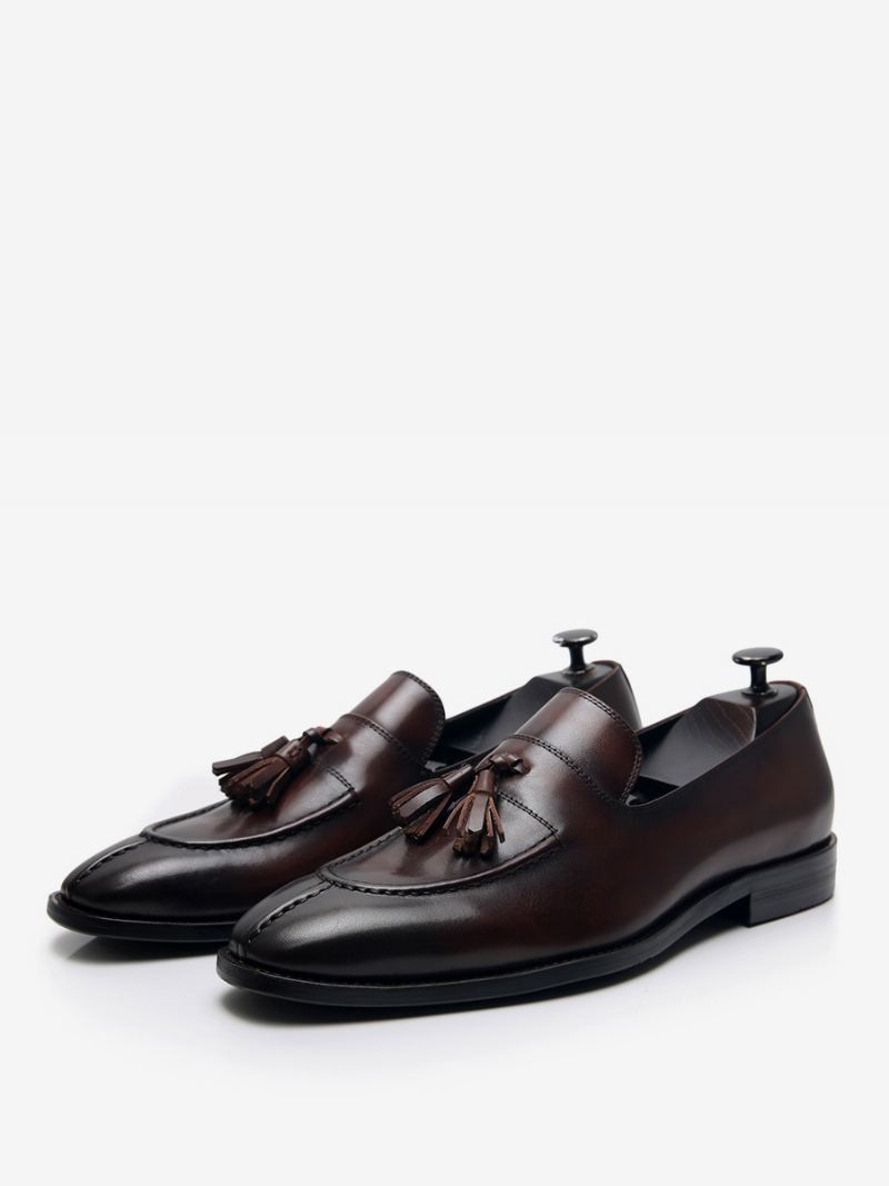 Heren Loafer Koeienhuid Slip-on Kwastje Prom Trouwschoenen